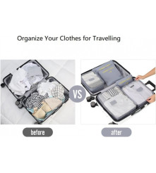Oem - Set 6 organizatoare de calatorie pentru valiza gri - Alte accesorii pentru casă - TZ827
