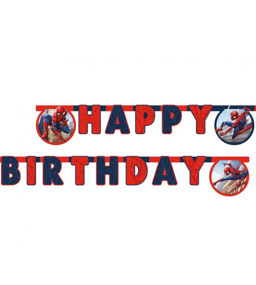 GoDan - Ghirlanda petrecere din carton cu happy birthday model Spiderman 2 M - Ghirlande petrecere - GD774
