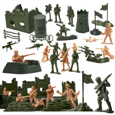 Oem - Set figurine, soldati, baza militara cu 114 piese pentru copii - Jucării educative - IK405