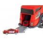 Oem - Camion de transport TIR 2in1 parcare garaj stație de pompieri + 3 mașini roșu - Jucării interior - IK407