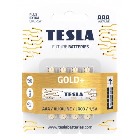 TESLA - Set 4 baterii alkaline mangan fara mercur AAA LR03 TESLA GOLD 1.5V nereincarcabila - Format AAA - TZ884