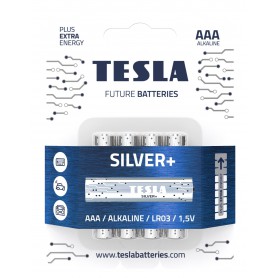 TESLA - Set of 4 alkaline manganese batteries without mercury AAA LR03 TESLA SILVER 1.5V non-rechargeable - Size AAA - TZ888