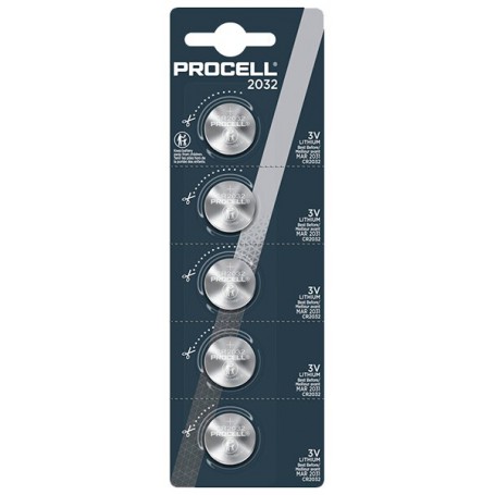 Duracell - Set 5 baterii Duracell Procell CR2032 cu litiu - Baterii plate - BLR044