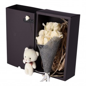 Oem - Cutie cadou cu trandafiri de sapun si ursulet 16.5 x 8.5 x 26.5 cm - Decorațiuni casă - TZ910