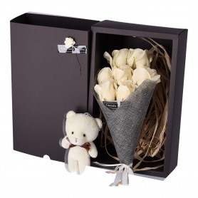 Oem - Cutie cadou cu trandafiri de sapun si ursulet 16.5 x 8.5 x 26.5 cm - Decorațiuni casă - TZ910