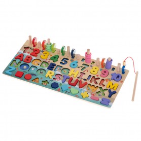 Oem - Joc educativ din lemn litere, forme, cifre, joc de pescuit - Jucării educative - IK464