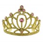 GoDan - Coronita aurie cu perle roz pentru printese - Esarfa si coroana petrecere - GD791