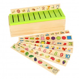 Oem - Sortator joc din lemn calitativ, Montessori cu 88 piese in limba engleza, educativ - Jucării educative - IK441