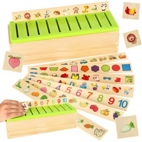 Oem - Sortator joc din lemn calitativ, Montessori cu 88 piese in limba engleza, educativ - Jucării educative - IK441