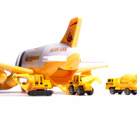Oem - Avion de transport cu 3 masini vehicule constructii si semne de circulatie - Jucării interior - IK438