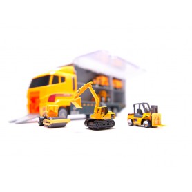 Oem - Camion transportor cu 6 mașini metalice de constructe - Jucării interior - IK468