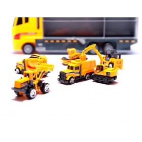 Oem - Camion transportor cu 6 mașini metalice de constructe - Jucării interior - IK468