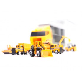 Oem - Camion transportor cu 6 mașini metalice de constructe - Jucării interior - IK468