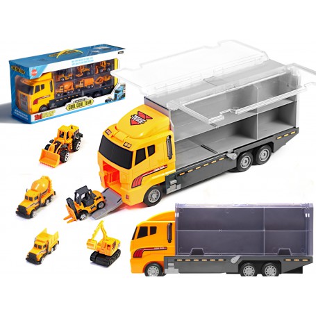 Oem - Camion transportor cu 6 mașini metalice de constructe - Jucării interior - IK468