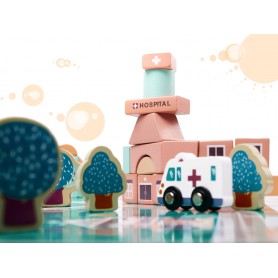 Oem - Set 181 piese, blocuri din lemn pentru copii, puzzel educational - Jucării creative - IK454