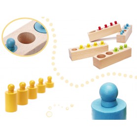 Oem - Set Cilindri Montessori lemn , multicolor 20 elemete - Jucării educative - IK493