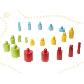 Oem - Set Cilindri Montessori lemn , multicolor 20 elemete - Jucării educative - IK493