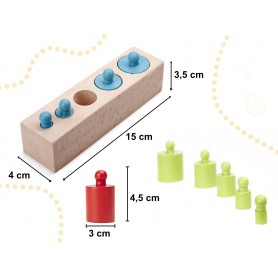 Oem - Set Cilindri Montessori lemn , multicolor 20 elemete - Jucării educative - IK493