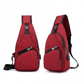 Oem - Geanta crossbody, umar sau piept cu port de incarcare USB rosu - Genti - TZ839