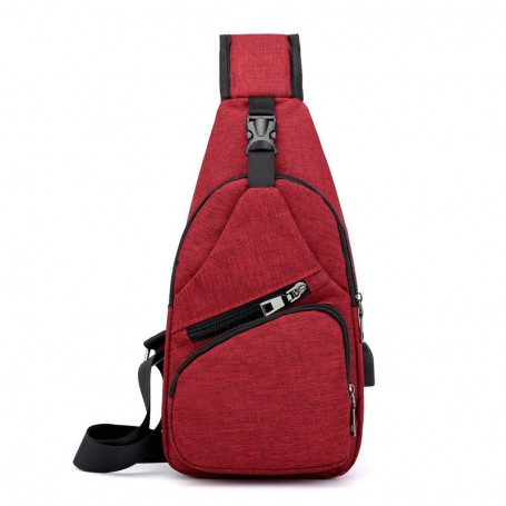 Oem - Geanta crossbody, umar sau piept cu port de incarcare USB rosu - Genti - TZ839