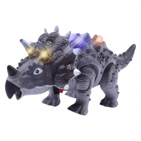 Oem - Dinozaur Triceratops electric cu baterii, lumini si sunete, miscari realiste, gri - Jucarii interior - IK537