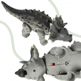 Oem - Dinozaur Triceratops electric cu baterii, lumini si sunete, miscari realiste, gri - Jucarii interior - IK537