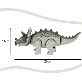Oem - Dinozaur Triceratops electric cu baterii, lumini si sunete, miscari realiste, gri - Jucarii interior - IK537
