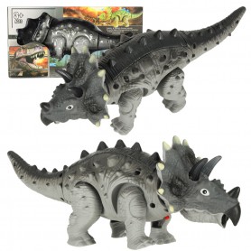 Oem - Dinozaur Triceratops electric cu baterii, lumini si sunete, miscari realiste, gri - Jucarii interior - IK537