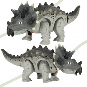 Oem - Dinozaur Triceratops electric cu baterii, lumini si sunete, miscari realiste, gri - Jucarii interior - IK537