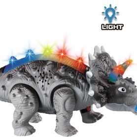 Oem - Dinozaur Triceratops electric cu baterii, lumini si sunete, miscari realiste, gri - Jucarii interior - IK537
