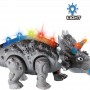 Oem - Dinozaur Triceratops electric cu baterii, lumini si sunete, miscari realiste, gri - Jucarii interior - IK537