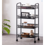 Oem - Raft multifunctional din metal, pe roti cu patru nivele, negru - Alte accesorii pentru casă - TZ849