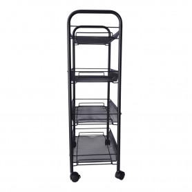 Oem - Raft multifunctional din metal, pe roti cu patru nivele, negru - Alte accesorii pentru casă - TZ849