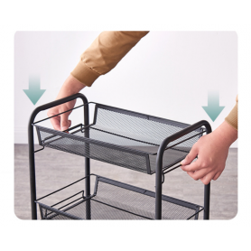 Oem - Raft multifunctional din metal, pe roti cu patru nivele, negru - Alte accesorii pentru casă - TZ849