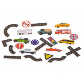 Oem - Set 23 piese de puzzle cu masini si strada din spuma, jucarie de baie - Jucării educative - IK496
