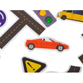 Oem - Set 23 piese de puzzle cu masini si strada din spuma, jucarie de baie - Jucării educative - IK496