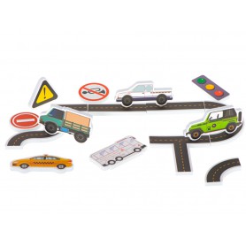 Oem - Set 23 piese de puzzle cu masini si strada din spuma, jucarie de baie - Jucării educative - IK496