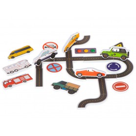 Oem - Set 23 piese de puzzle cu masini si strada din spuma, jucarie de baie - Jucării educative - IK496