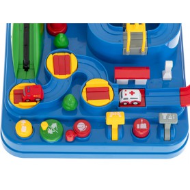Oem - Pista de curse cu obstacole, 3 masinute si helicopter, interactiva, din plastic, Multicolor, 32 x 32 x 24 cm - Jucării ...