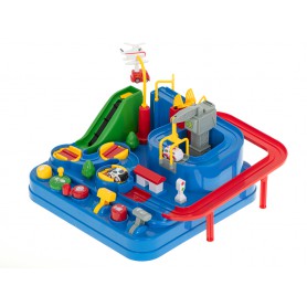 Oem - Pista de curse cu obstacole, 3 masinute si helicopter, interactiva, din plastic, Multicolor, 32 x 32 x 24 cm - Jucării ...