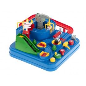 Oem - Pista de curse cu obstacole, 3 masinute si helicopter, interactiva, din plastic, Multicolor, 32 x 32 x 24 cm - Jucării ...