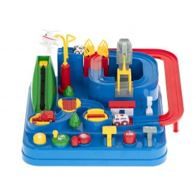 Oem - Pista de curse cu obstacole, 3 masinute si helicopter, interactiva, din plastic, Multicolor, 32 x 32 x 24 cm - Jucării ...