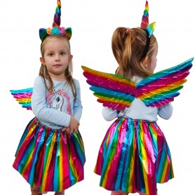 Oem - Costum Unicorn 3 piese, bentita aripi si fustita, curcubeu - Copii - IK501