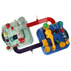 Oem - Pista interactiva de curse cu obstacole auto, dubla pentru 2 jucatori, cu 4 masinute si 2 helicoptere - Jucării interio...