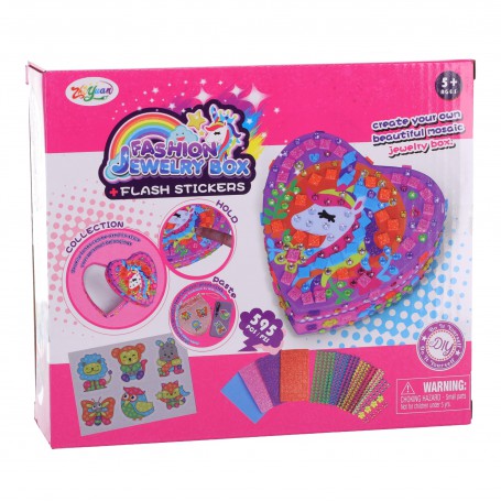 Oem - Set creativ de decorat cutie de bijuterii in forma de inimioara, 21cm x 6cm x 18cm - Bijuterii si accesorii copii - TZ9...