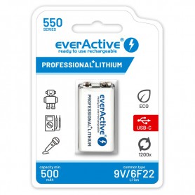 EverActive - Baterie everActive 6F22/9V Li-ion 550 mAh cu USB TIP C - Alte formate - BLR060
