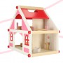 Oem - Casa de papusi roz- alb din lemn, cu mobilier, dimensiunea 26cm X 39cm X 36cm - Jucării interior - IK598
