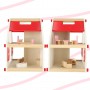 Oem - Casa de papusi roz- alb din lemn, cu mobilier, dimensiunea 26cm X 39cm X 36cm - Jucării interior - IK598
