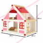 Oem - Casa de papusi roz- alb din lemn, cu mobilier, dimensiunea 26cm X 39cm X 36cm - Jucării interior - IK598