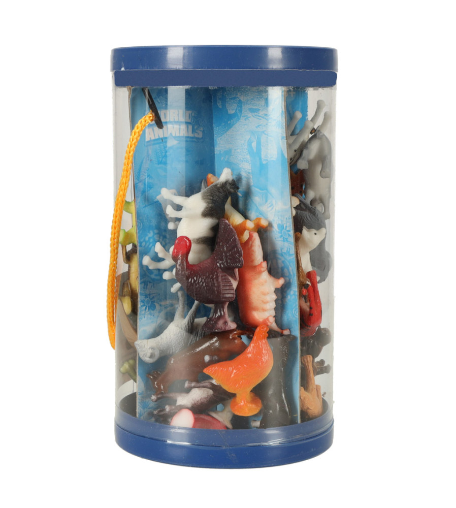 Set 48 de figurine din plastic, animale salbatice, animale de la ferma, marine si dinozauri, multicolor